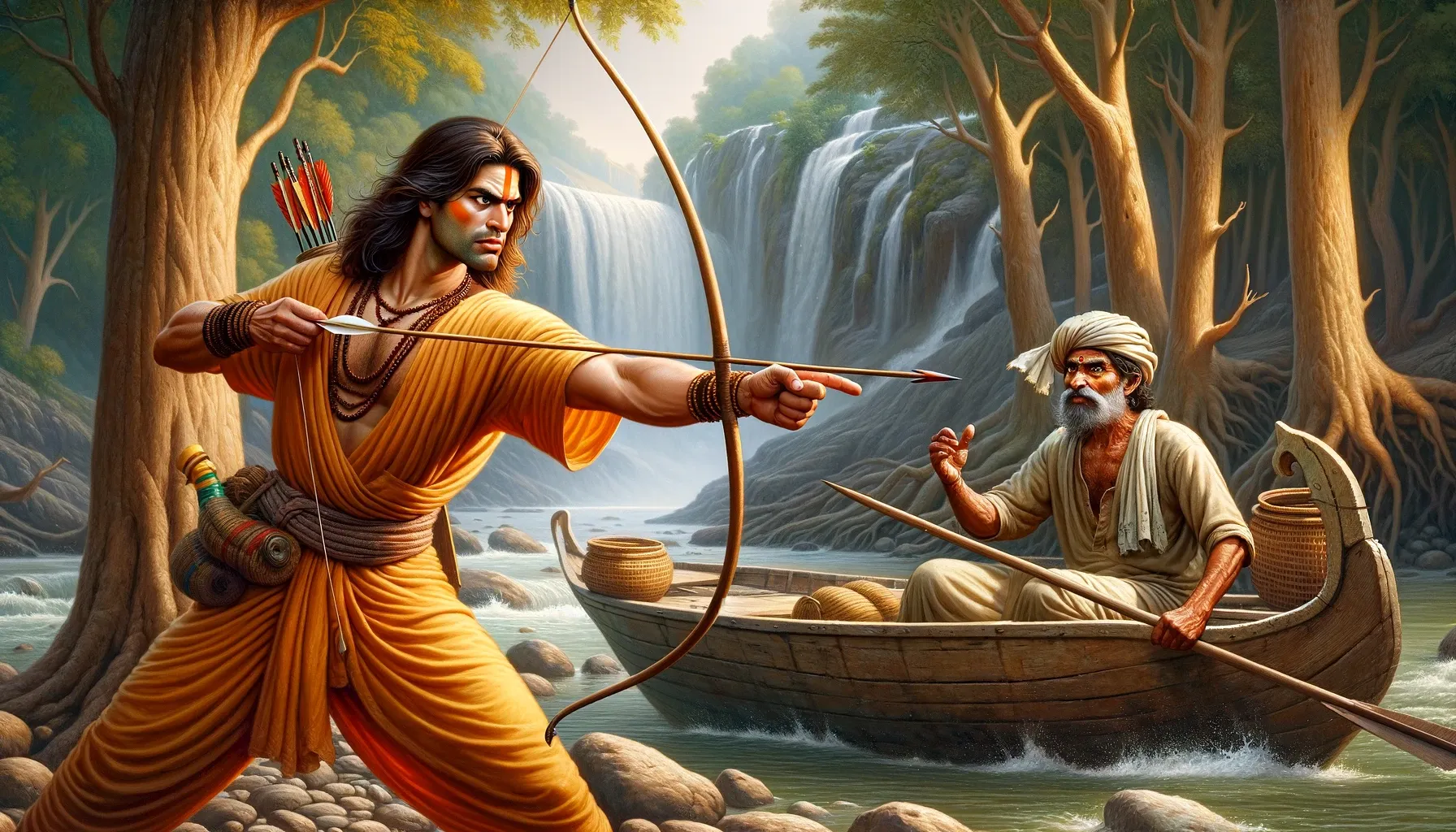 Lakshman upset by Kevat's attitude - Ramayana Stories