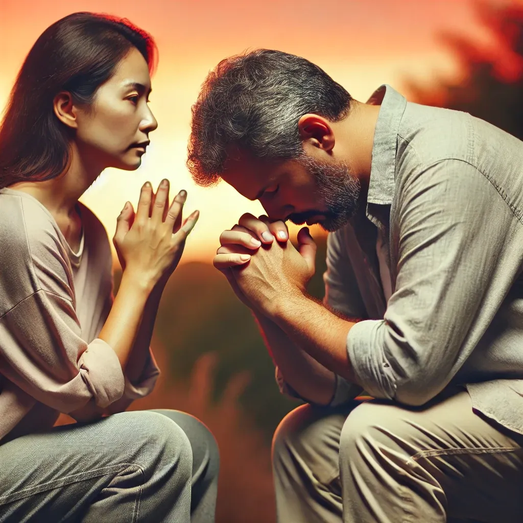 A person and person praying together

Description automatically generated