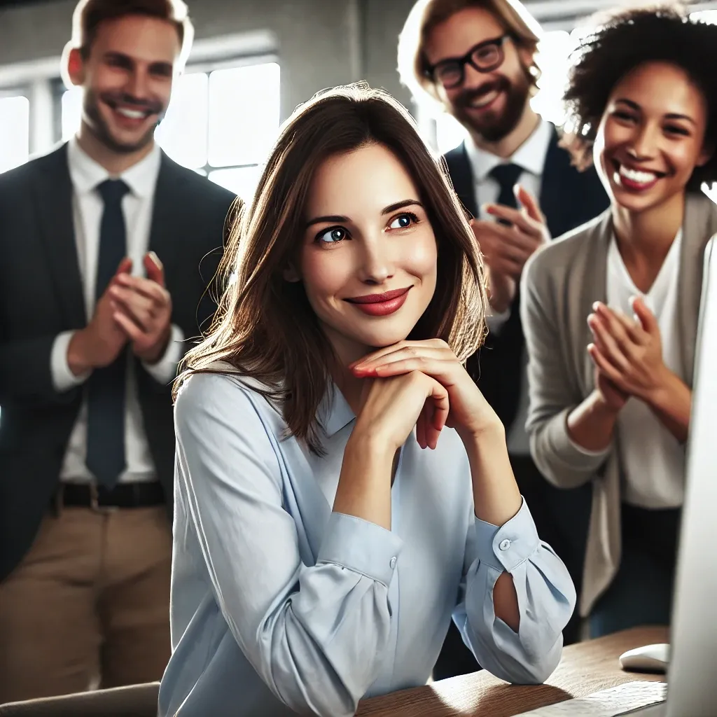 A group of people clapping and smiling

Description automatically generated