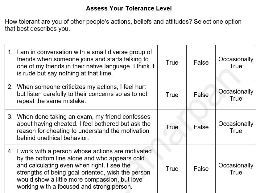 Assess Your Tolerance Level