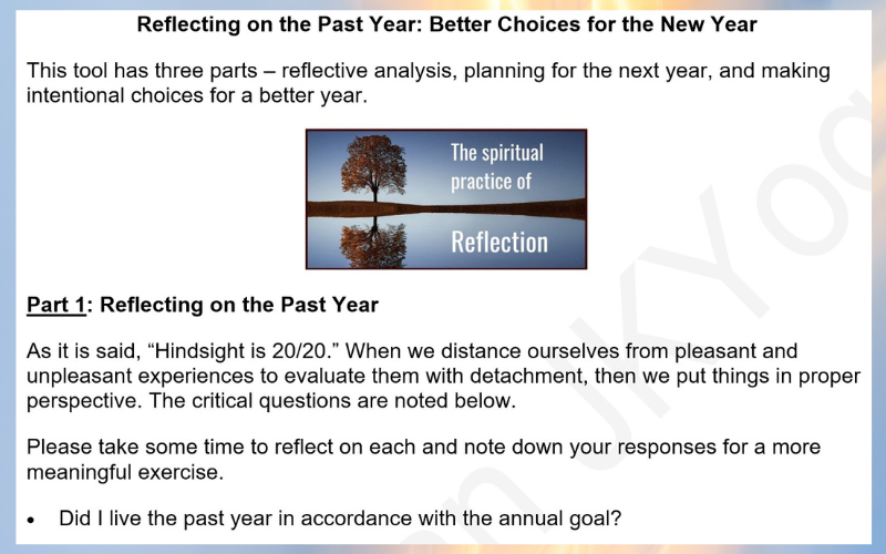 Tool for Reflecting on the Past Year