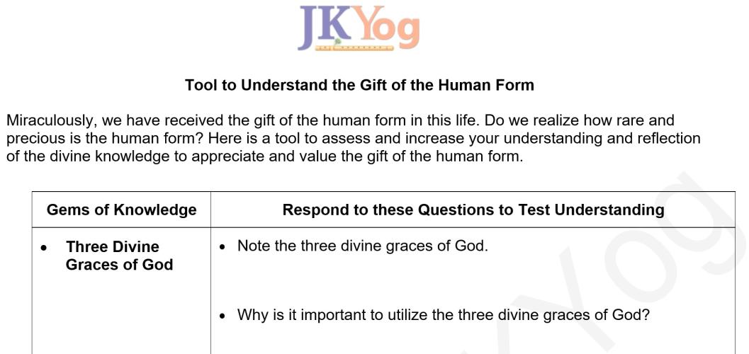 Tool to Value the Human Form