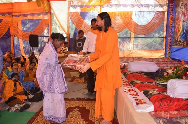 Blanket distribution in Tikia, Odisha